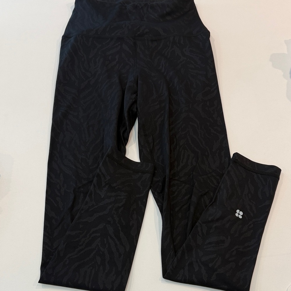 Sweaty Betty Black Kids' Leggings with Tonal Animal Pattern